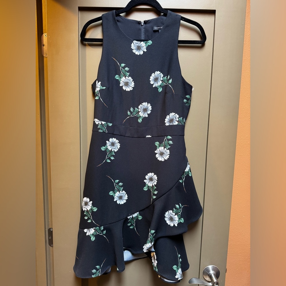 Banana Republic Black Asymmetrical Floral Dress 4 - Picture 3 of 4